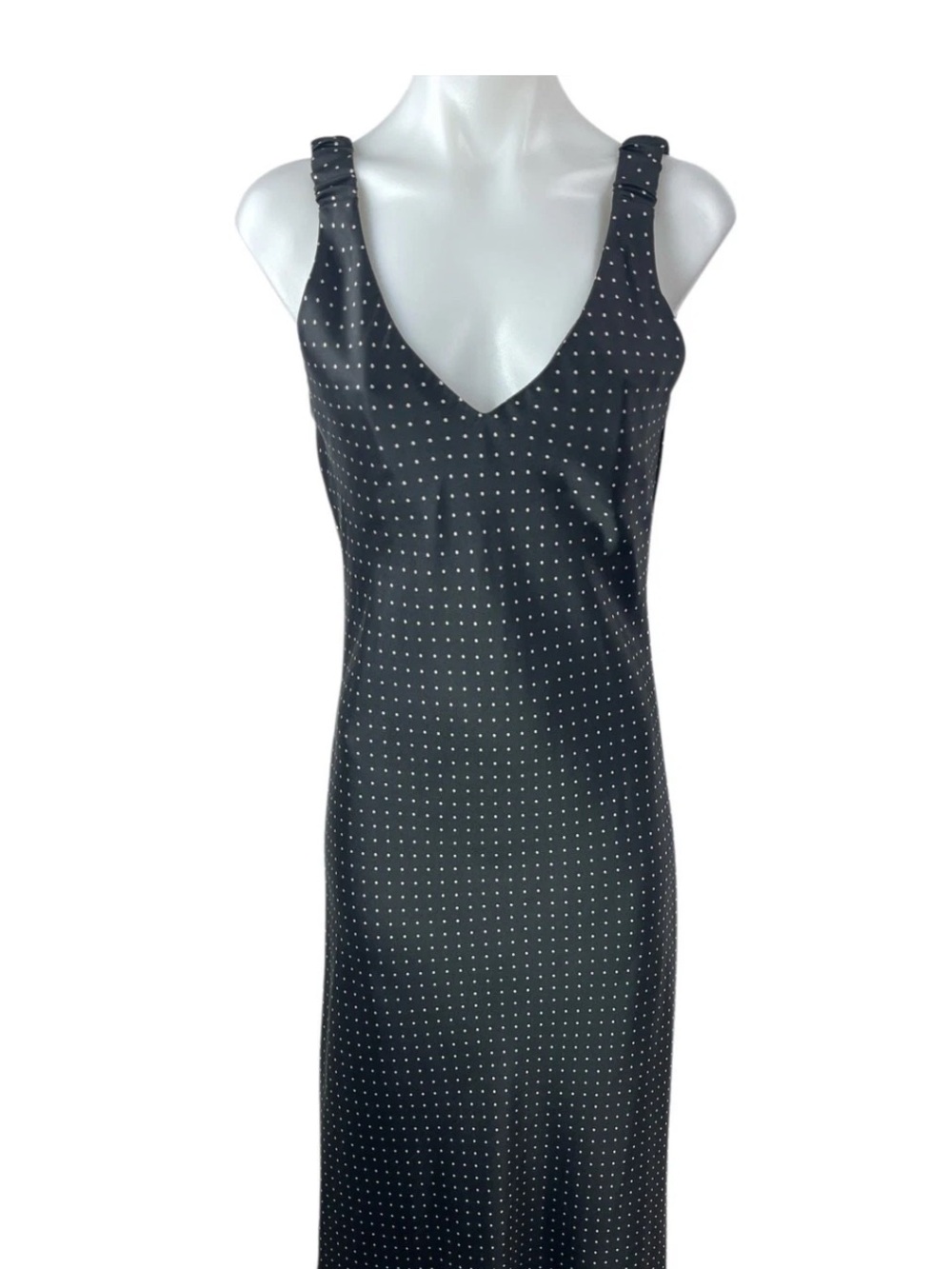 Zara Black and White Polka Dot Satin Midi Slip Dress M